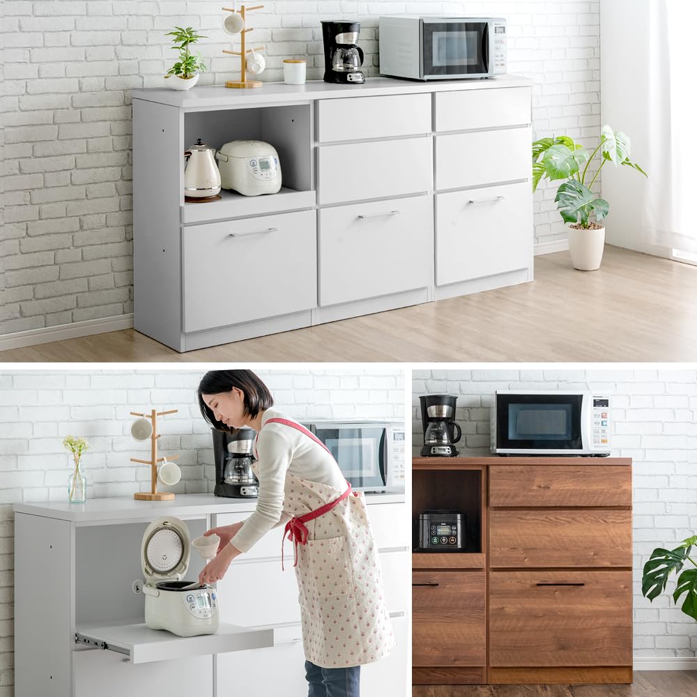 Amazon｜タンスのゲン キッチンカウンター 幅180cm 完成品 組み替え