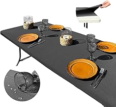 Copritavolo Impermeabile Rettangolare con Elastico 182x76, Tovaglia Nera da Esterno Antimacchia per Tavolo Giardino, Lavabile, Antipiega, in Spandex Resistente al Vento, per Feste, Picnic e Campeggio