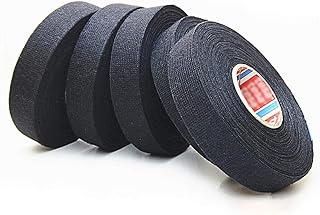 Cloth Tape for Wire Loom Harness 5 Pack, Wiring Harness Cloth Tape Black Adhesive Fabric Tape for Automobile Electrical Wire Harness Noise Damping Heat Proof Fire Resistant 19 mm X 15m