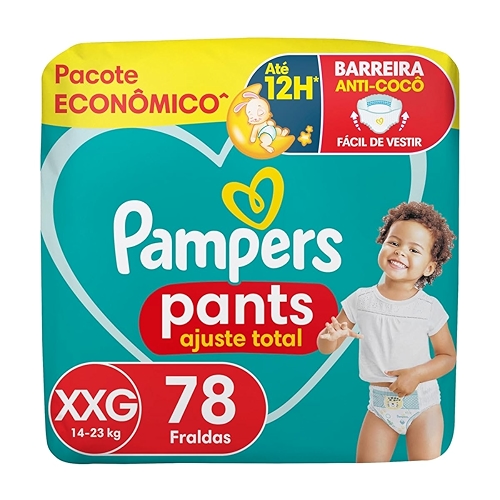 Fralda Pampers Pants Ajuste Total tamanho XXG, Fácil de Vestir, 78 Unidades Fralda Pampers Pants Ajuste Total tamanho XXG, Fácil de Vestir, 78 Unidades