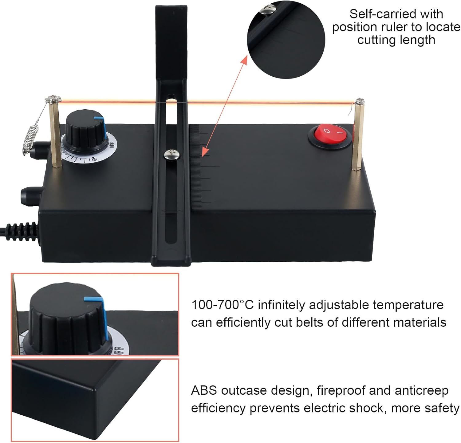 Small Hot Cutting Machine, 0-700℃ Adjustable Webbing Cutter, Multi-purpose Mini Hot Ribbon Cutter, Ribbon Hot Cutting Machine, DIY Rope Band Craft Manual Cut Tool for Cutting Lace Braid Ribbon