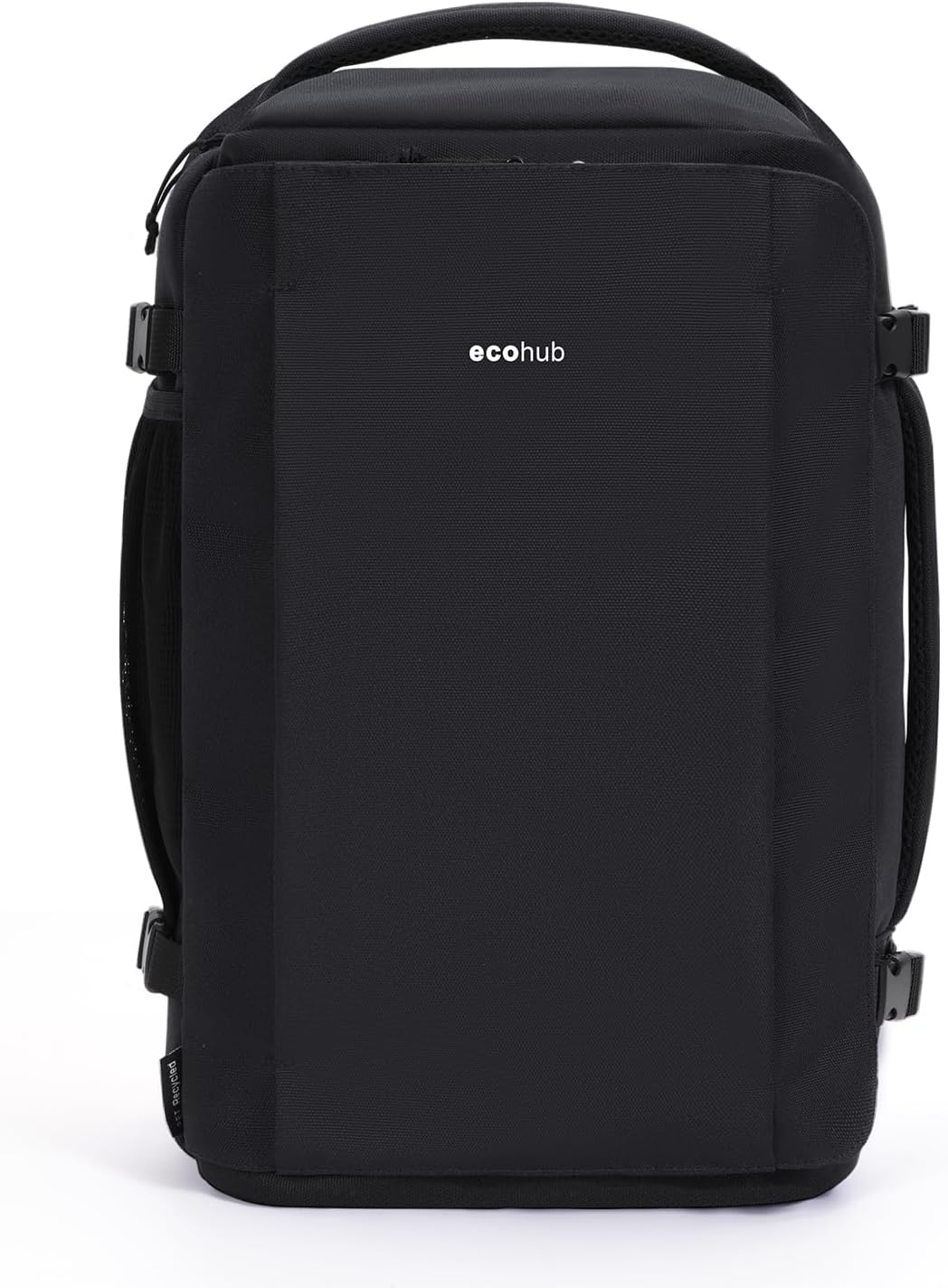 ECOHUB for Ryanair Cabin Bags 40x20x25, 20L Underseat Carry on Backpack with 14” Laptop Compartment, Water-Resistant Travel Hand Luggage Bag, Recycled Rucksack with Anti-Theft Pocket, Black