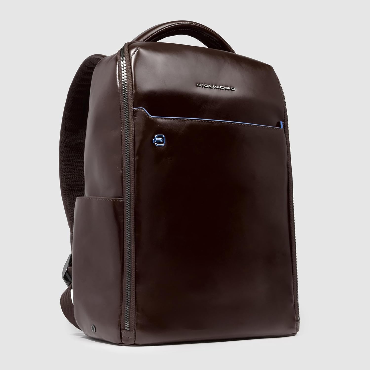 Piquadro – Fast-Check 14" Laptop Backpack – Premium Leather – Mahogany Color – Men
