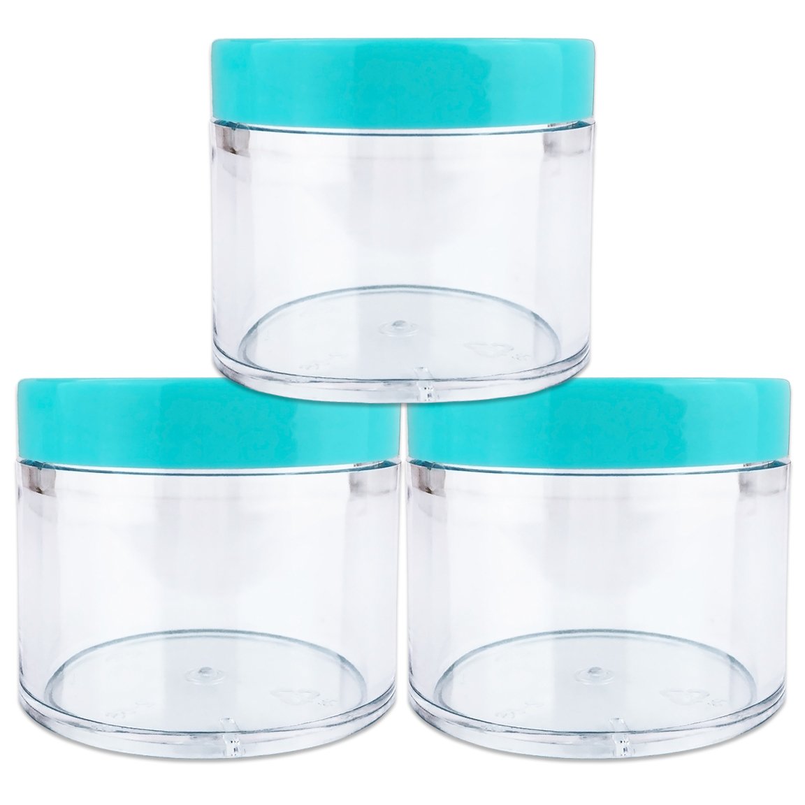 Beauticom 2 Oz 60 Gram 60 ML Quantity 3 Pieces Thick Wall Round Leak Proof Clear Acrylic Jars