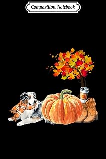 Composition Notebook: Australian Shepherd Scarf Pumpkin Spice Autumn Leaves Fall Journal/Notebook Blank Lined Ruled 6x9 100 Pages