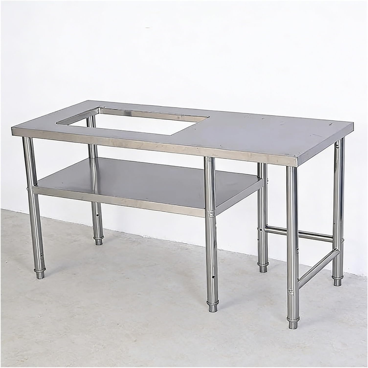 Stainless Steel Commercial Workstation, Easy Installation Kitchen Prep Table, with Undershelf Adjustable Foot Storage Holder for Garage Restaurant Backyard(120x60x80cm)