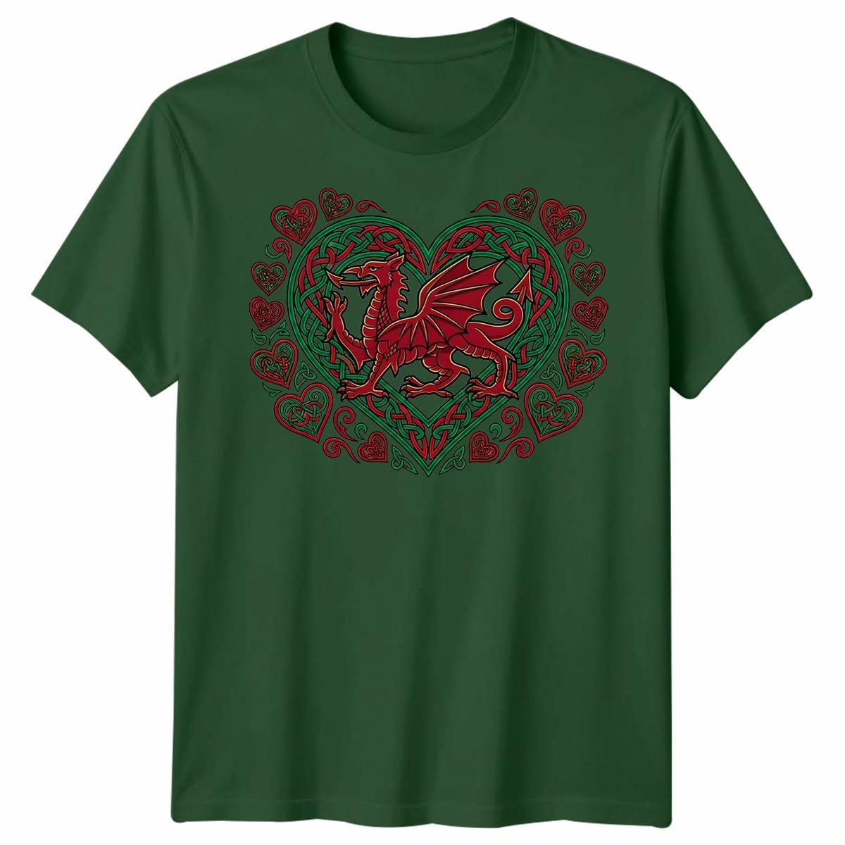 D&T St Davids Day Butterfly Welsh Flag Heart Rugby Top Mens Womens Apparel Wales National Holiday Graphic Shirt Unisex 3XL Bottle Green