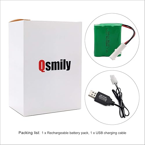 Miniatura 5 de Qsmily Paquete de batería de rifle de aire de 7.2 V, batería AA recargable de 1000 mAh Ni-Cd con conector Tamiya y cable de carga, adecuada para