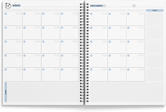 Panda Planner Ultimate 6 Month Productivity Bundle - Spiral Planner with Goal Setting, Monthly, Weekly & Daily Pages and Timer For Increased Focused with Classic Notebook