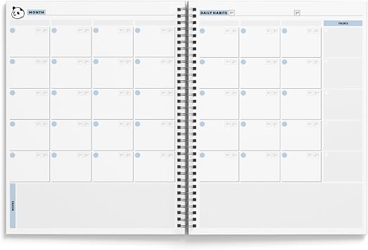 Panda Planner Ultimate 6 Month Productivity Bundle - Spiral Planner with Goal Setting, Monthly, Weekly & Daily Pages and Timer For Increased Focused with Classic Notebook