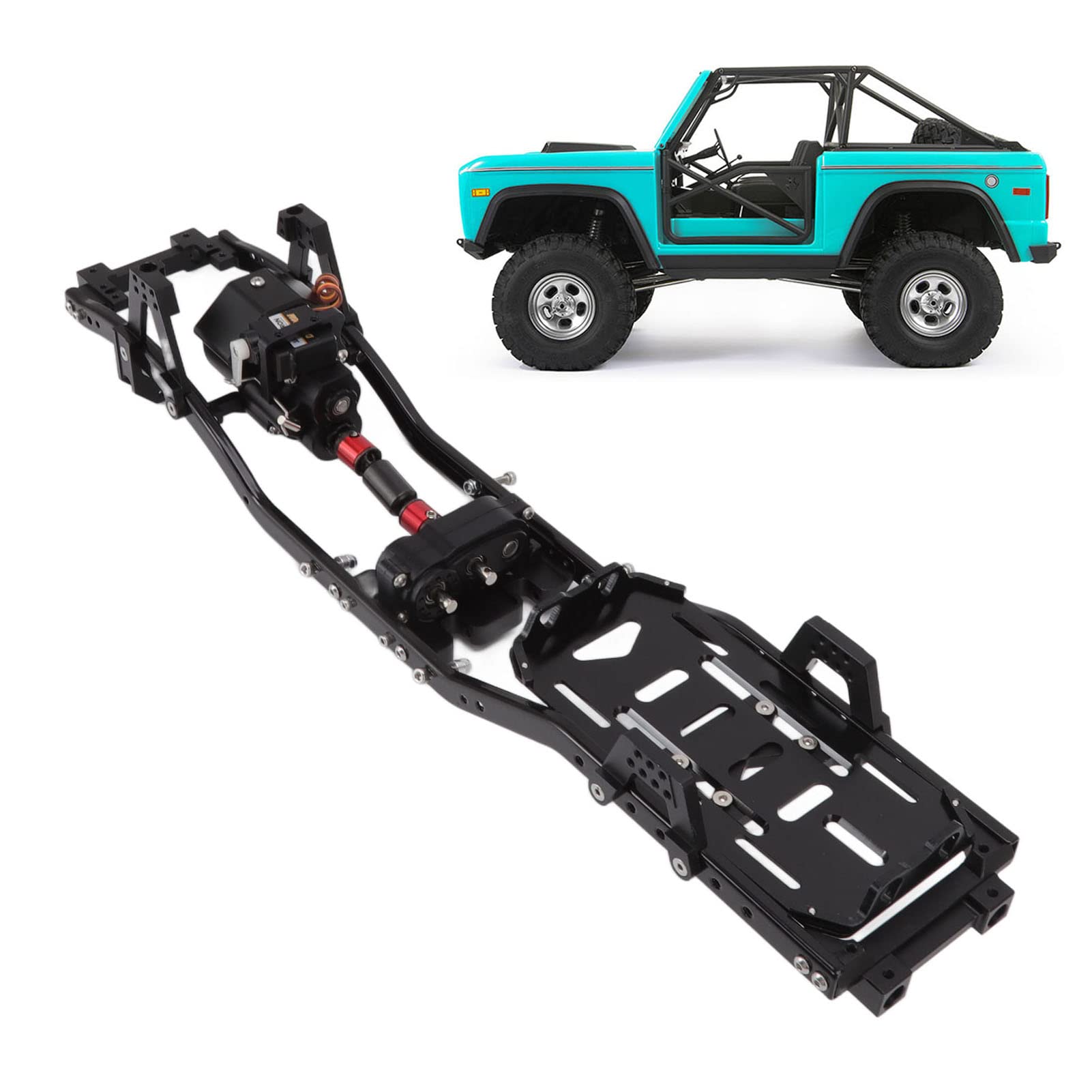 RC-Metallgehäuse, Langlebige Aluminiumlegierung, 313 Mm Radstand, 2-Gang-Modus für Axial SCX10 1/10 RC-Auto (Schwarz)