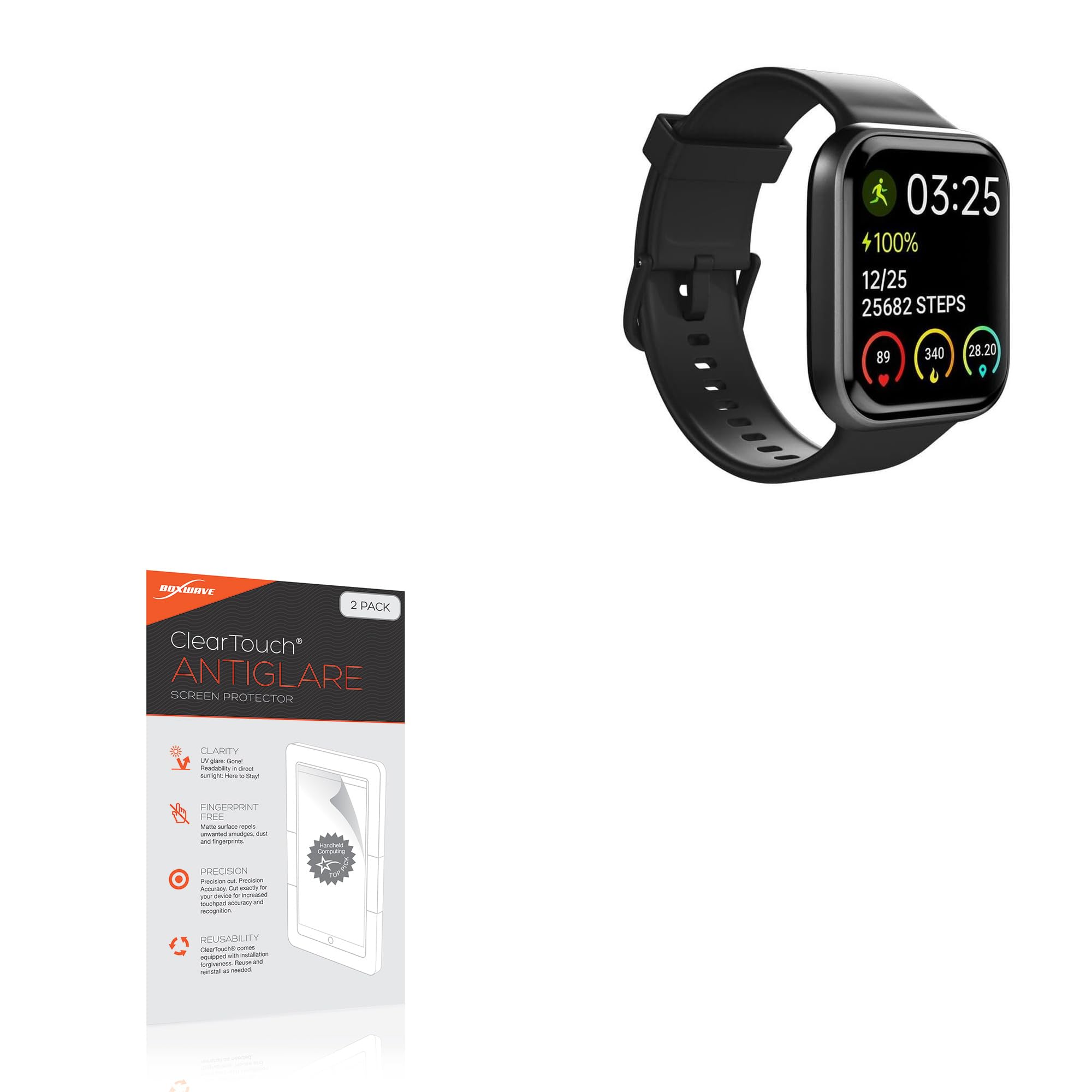 BoxWave Screen Protector Compatible with Spade & Co Health Smartwatch 3 - ClearTouch Anti-Glare (2-Pack), Anti-Fingerprint Matte Film Skin