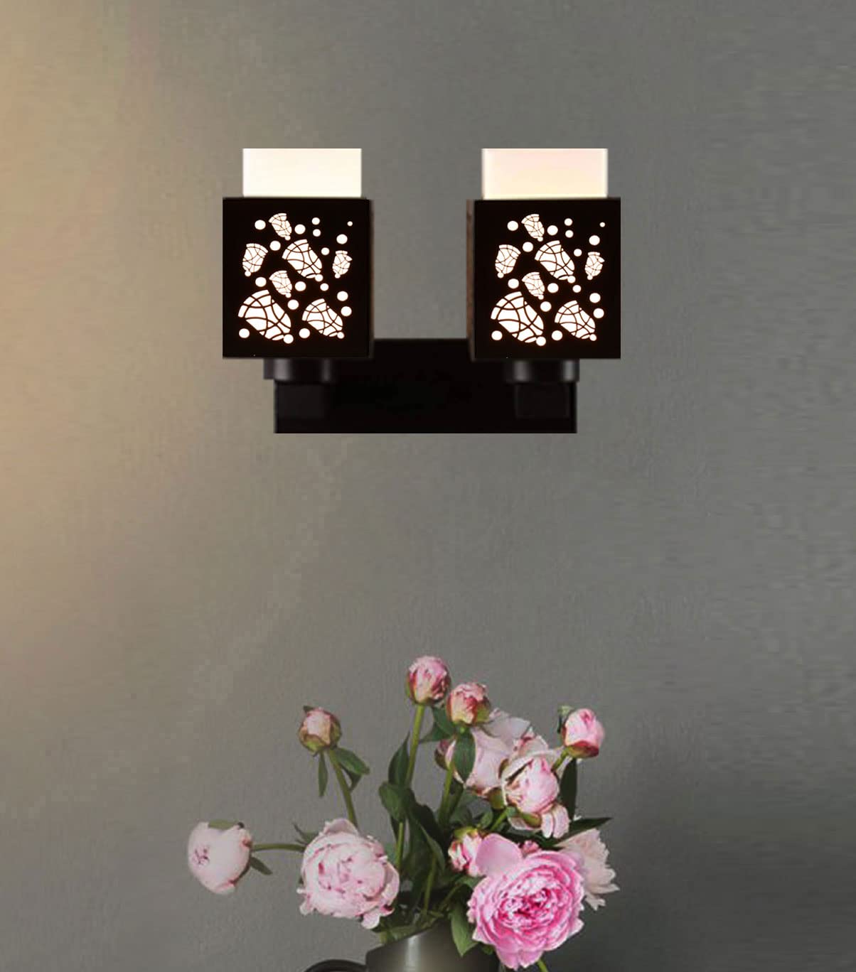 61aFuiZIlQL._SL1368_ Gojeeva Wooden Double Wall Light Or Two Shade Wall Lamp for Bedroom, Living Room, Restaurant, Cafe, Office (Black) A67