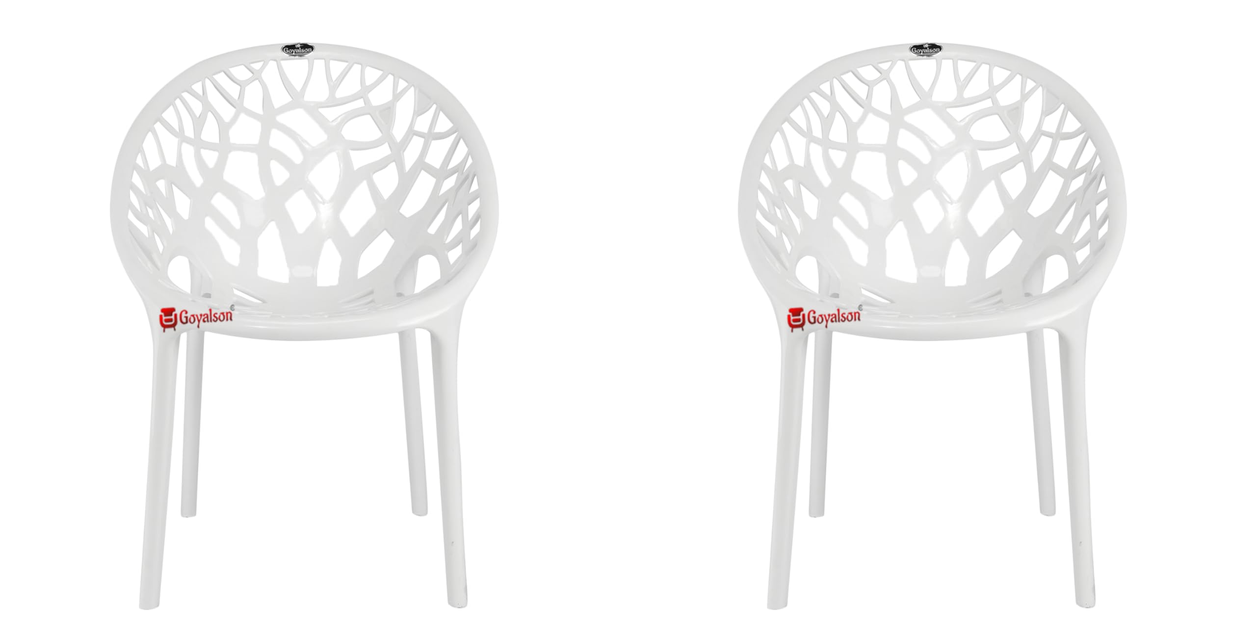 Plastic Web Designer Chair (Jali) - Outdoor Chair Without Armrests, Gloss Finish, Suitable for Home, Office, and Restaurant Use, Weight Capacity 150 kg (2, Crystal White, Standard)-image-21