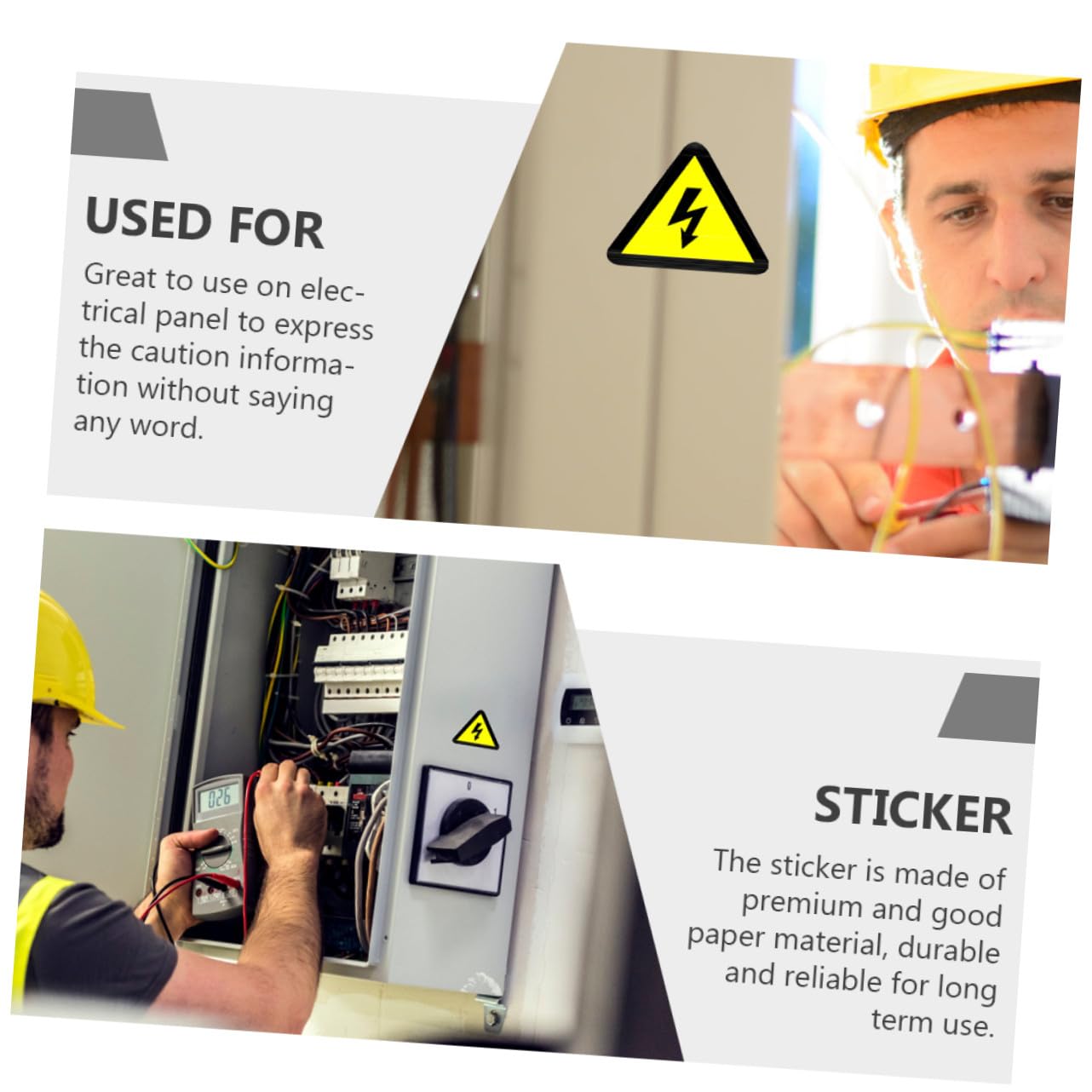 Ipetboom Lot de 20 Autocollants Adhésifs de Sécurité Jaune Pictogramme de Risque Électrique pour Panneau Électrique et Équipements Avertissement de Choc pour Chantier et Domicile