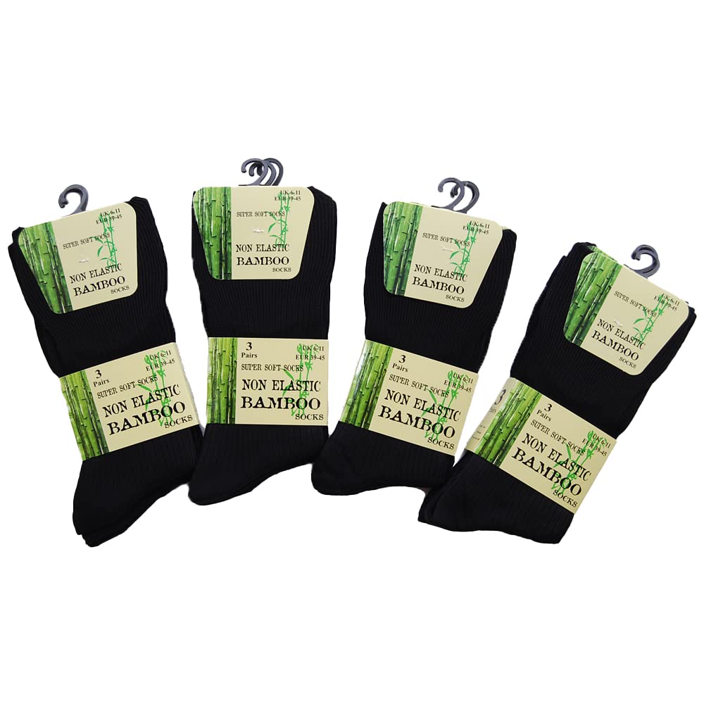 Undercover Men's Black 6 Pairs Bamboo Non Elastic Se044 Socks