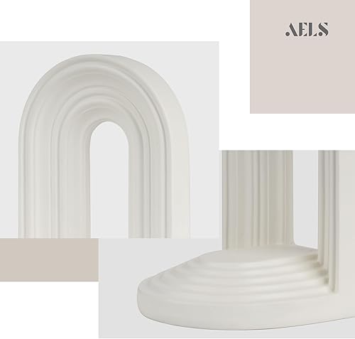 Miniatura 5 de AELS Mordern - Sujetalibros resistentes de arco de mediados de siglo, soportes decorativos únicos para estantes, soporte de libros de escritorio de