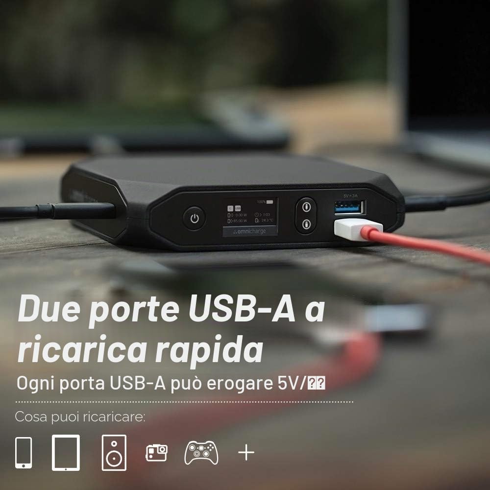 Omni 20c+ Power Bank - 20000mah 100W USB-C/Wireless di Omnicharge per laptop USB-C MacBook iPad Smartphone