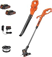 BLACK+DECKER LCC222 20V MAX Cordless Weed Eater Edger Sweeper Combo with 2 Batteries, Charger & 130 MPH Blower