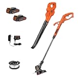BLACK+DECKER 20V MAX* POWERCONNECT Cordless String Trimmer Lawn Edger and Leaf Blower Combo Kit, Includes 2 Batteries and Charger, Weed Wacker Hard Surface Sweeper 10 in. (LCC222)