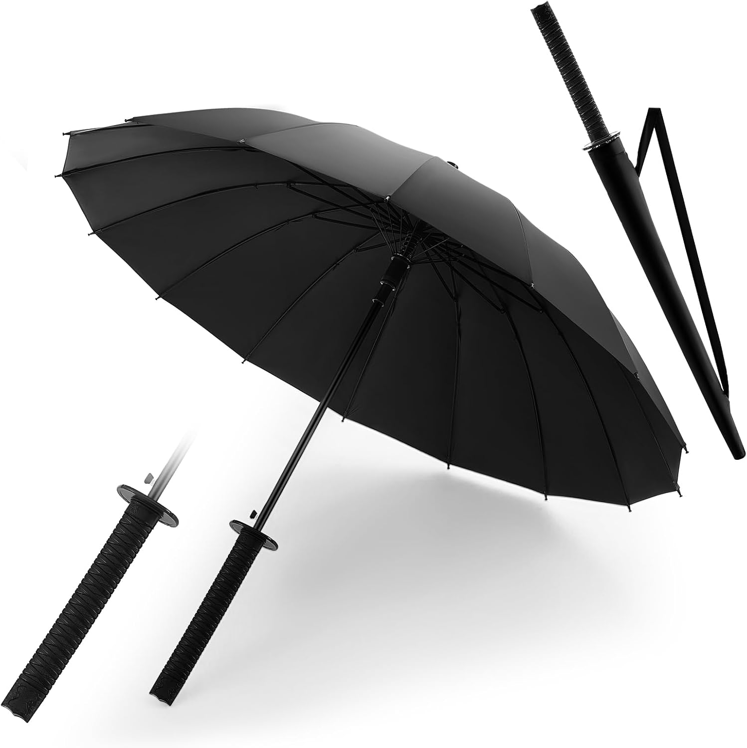 Talltalk Samurai Umbrella Semi-automatic Katana Sword Umbrella Gifts for Men Women Cosplay Decoration Travel Birthday Windproof Sun and Rain Protection Outdoor Umbrellas