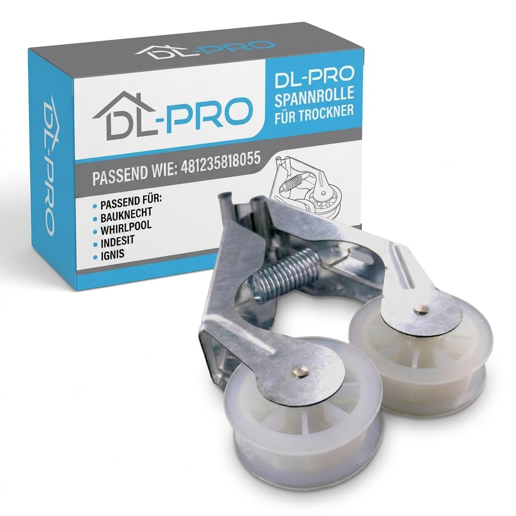 DL-pro Tensioner Pulley with Holder for Whirlpool Bauknecht Ignis 481235818055 Castor Belt Tensioner for Tumble Dryers Washer Dryers