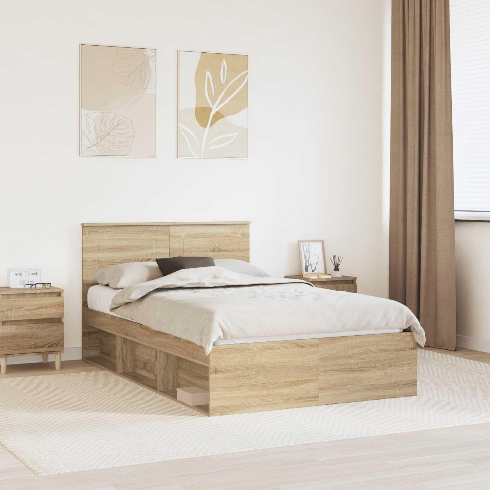 Betten Sonoma 120 x 200 cm, struttura moderna in legno con testiera e rete a doghe, durevole e salvaspazio, per camera da letto, camera degli ospiti