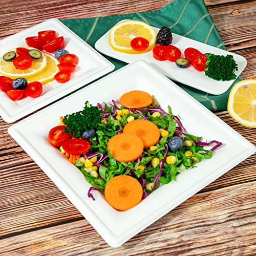 Morejoy 150Pcs Compostable Paper Plates 8Inch, Heavy Duty Biodegradable Paper Plates, Eco Friendly Disposable Square Bagasse Plates, White 8Inch 100% Natural Sugarcane Plates For Party, Bbq, Picnic #TOP2