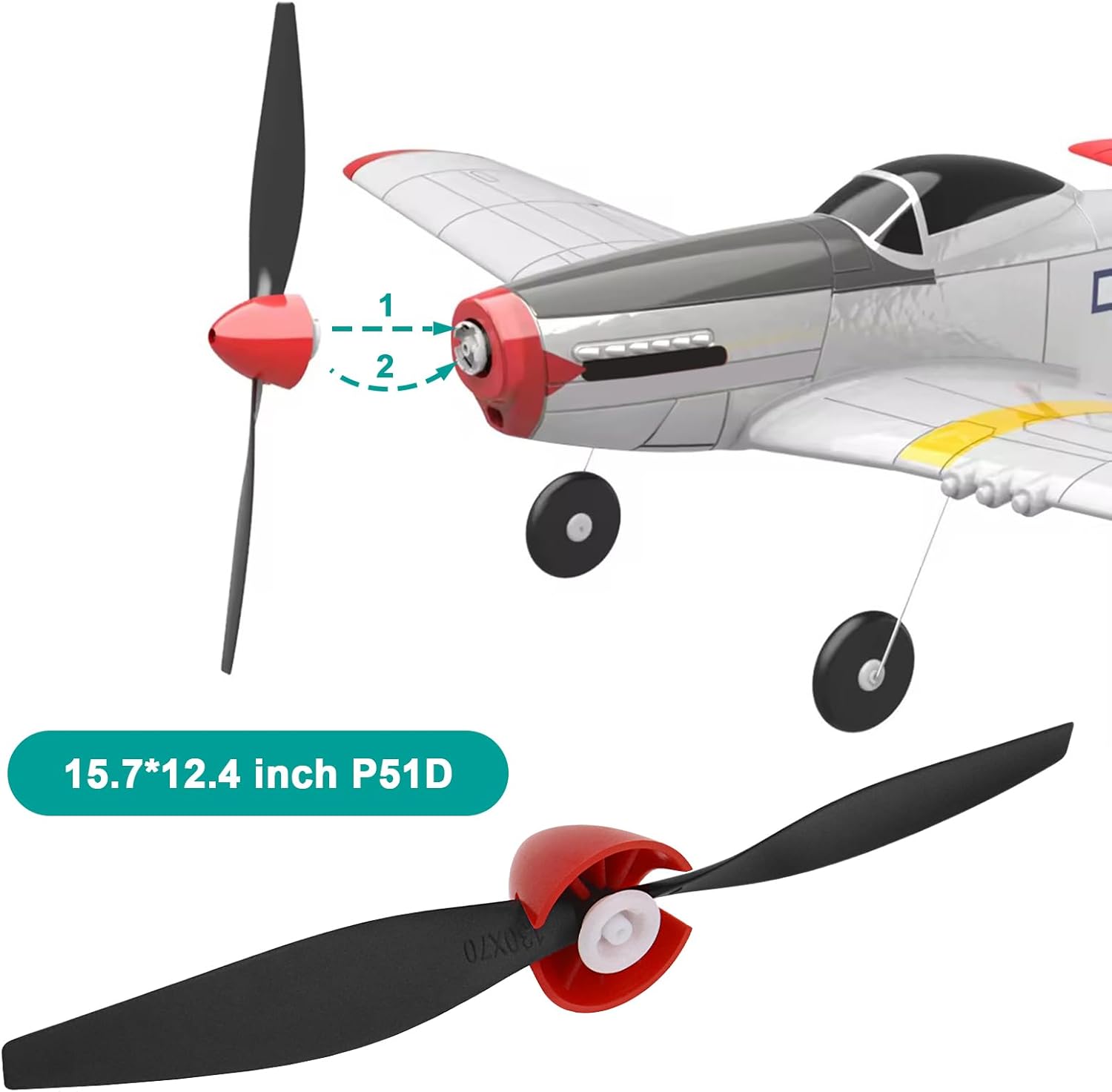 eMagTech 3 Sets of Spare Replacement Plane Propellers Rc Plane Remote Includes 3 Pcs of Plane Propeller Savers and 3 Pcs of Plane Adapters Compatible with VOLANTEXRC P51D Airplane