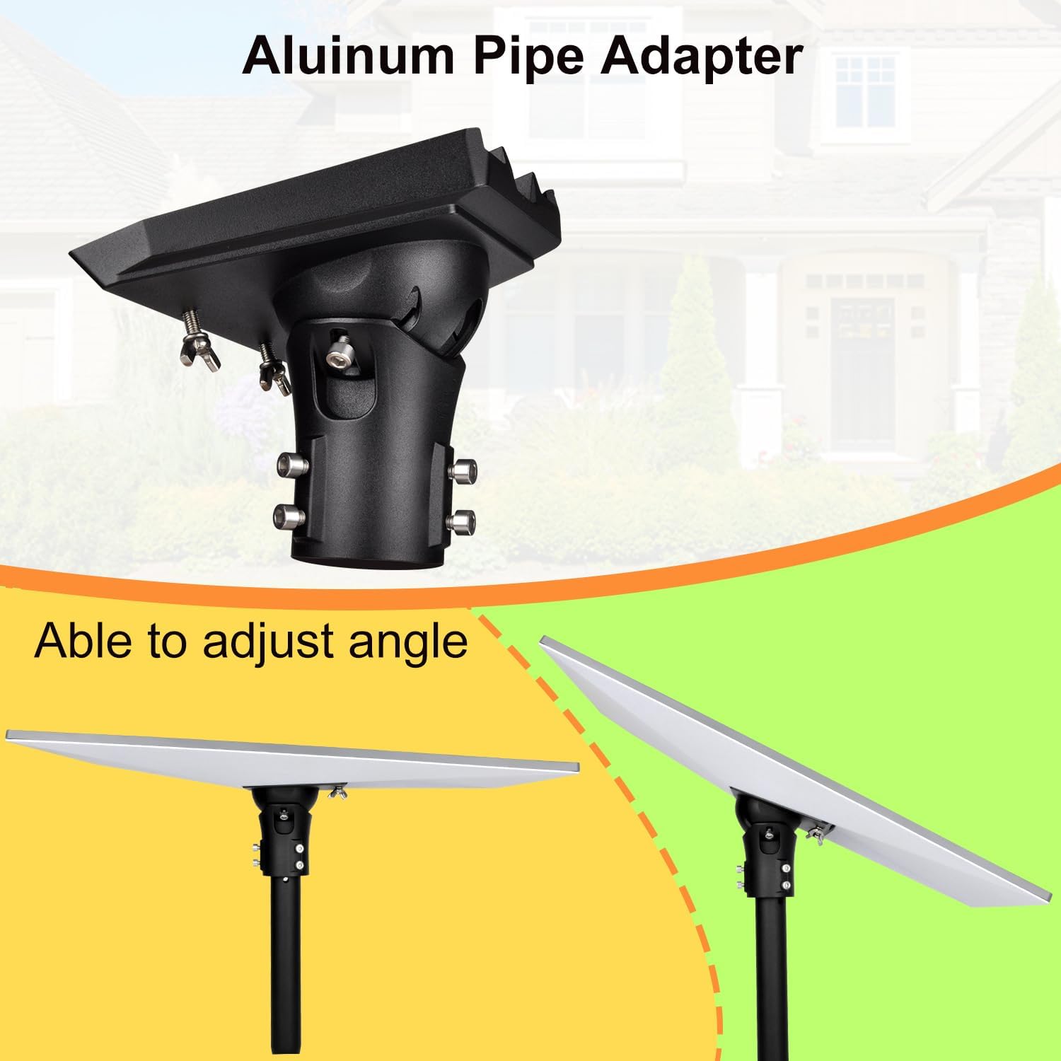 Wall Pole Mount for Starlink Gen 3, 22.8 inches Long Pole Mounting Kit with Adjustable Pipe Adapter for Starlink Standard Dish V3, Metal Mount Bracket and Aluminum Adapter, Black