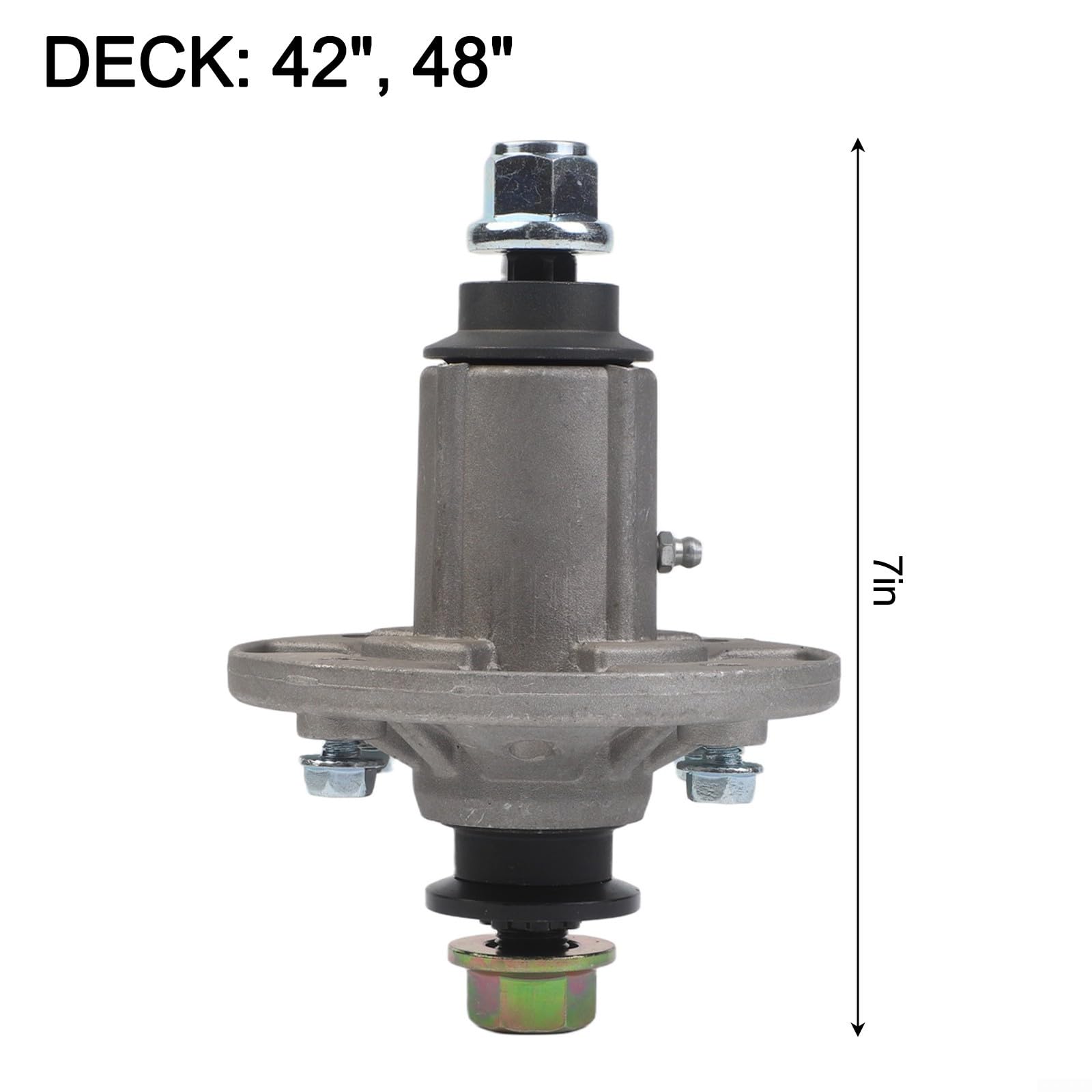 Montaje de husillo compatible con GX21694 GY20867 GY20962 GY21098 M149625, eje de metal reforzado para cortacésped D100-D160 LA100-LA165 L110 X140 Z355, 42-48 pulgadas M100 Plata