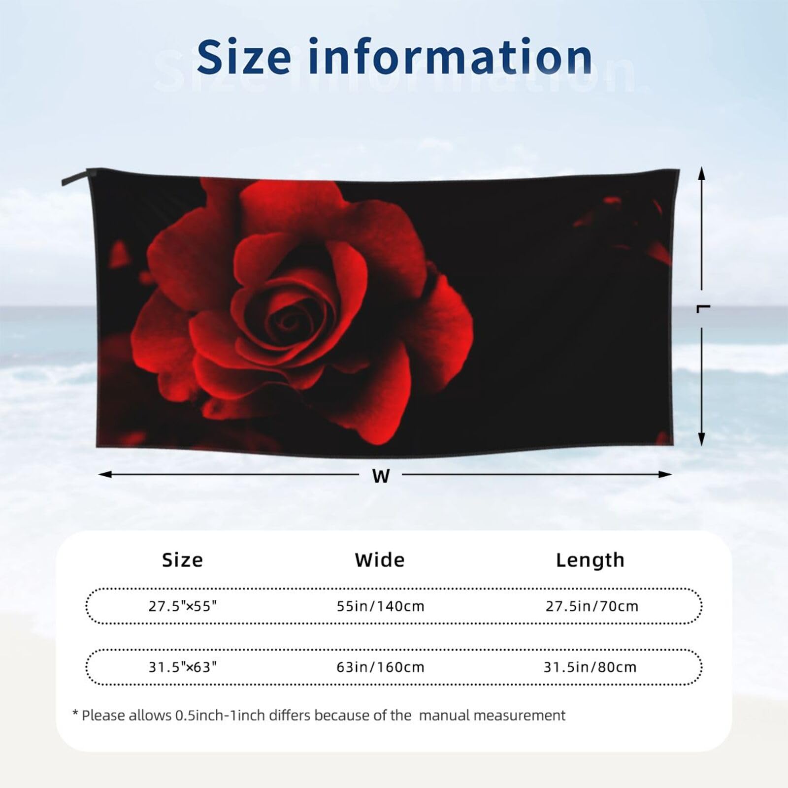 Flaga Niemiec Szybkoschnący Ręcznik Super Chłonny I Lekki Ręcznik Z Mikrofibry Do Przygód Na świeżym Powietrzu I Do Użytku Domowego, Red Rose, 31.5"x63"