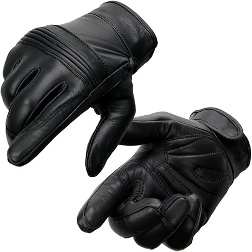 Milwaukee Leather MG7536 - Guantes de equitación de cuero para hombre con nudillos flexibles