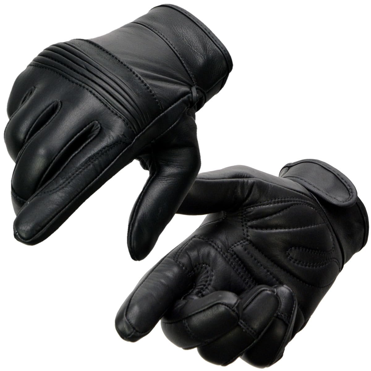 Milwaukee Leather MG7536 Men's Black Leather Gel Palm Motorcycle Gloves w/Flex Knuckles and Cool-Tec Treatment