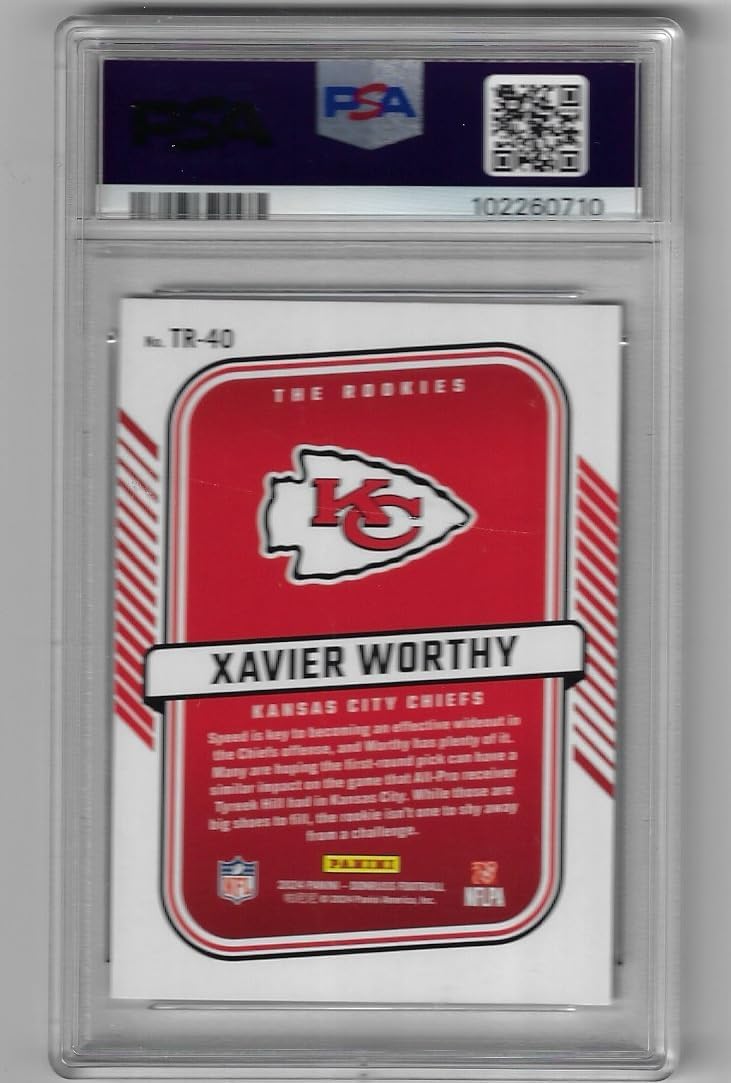 Xavier Worthy PSA Graded 10 Mint The Rookies Special insert Collectible Football Card - 2024 Donruss Football Card #TR-40 (Chiefs)