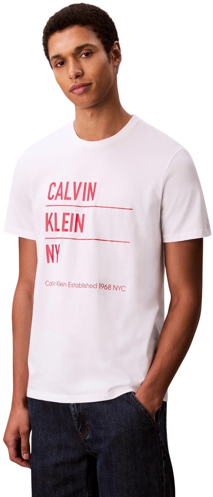 Calvin Klein Uomo T-Shirt Maniche Corte Graphic con Logo, Bianco (Brilliant White), L
