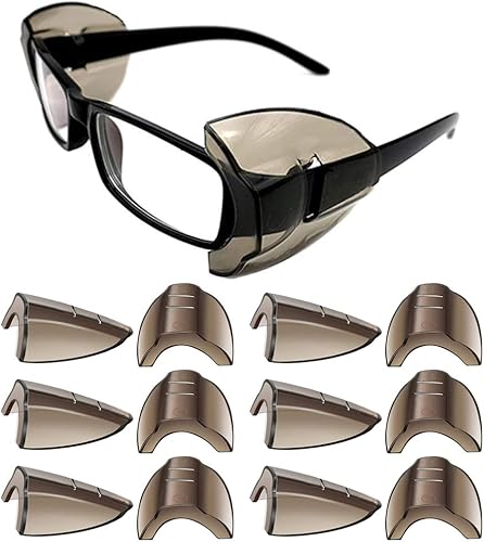 24610 pares de protectores laterales de seguridad para ojos, protectores laterales deslizantes, se adapta a anteojos de tamaño correspondiente (gris)