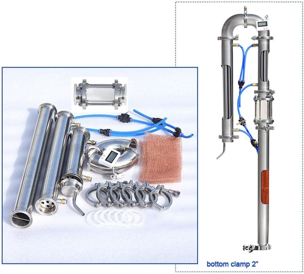 New Tubular distillation tower with sight glass copper mesh 1.5'' 2'' domestic brewing equipment moonshine distiller (1.5 inches)