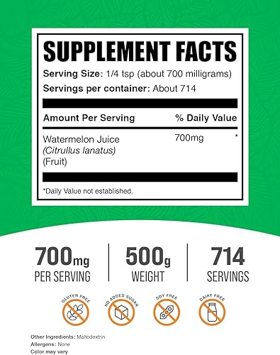 Miniatura 2 de BulkSupplements. com Polvo de jugo de sandía - Mezcla de bebida vegana - Polvo de sandía - Extracto de sandía pura - electrolito de sandía - (17.64