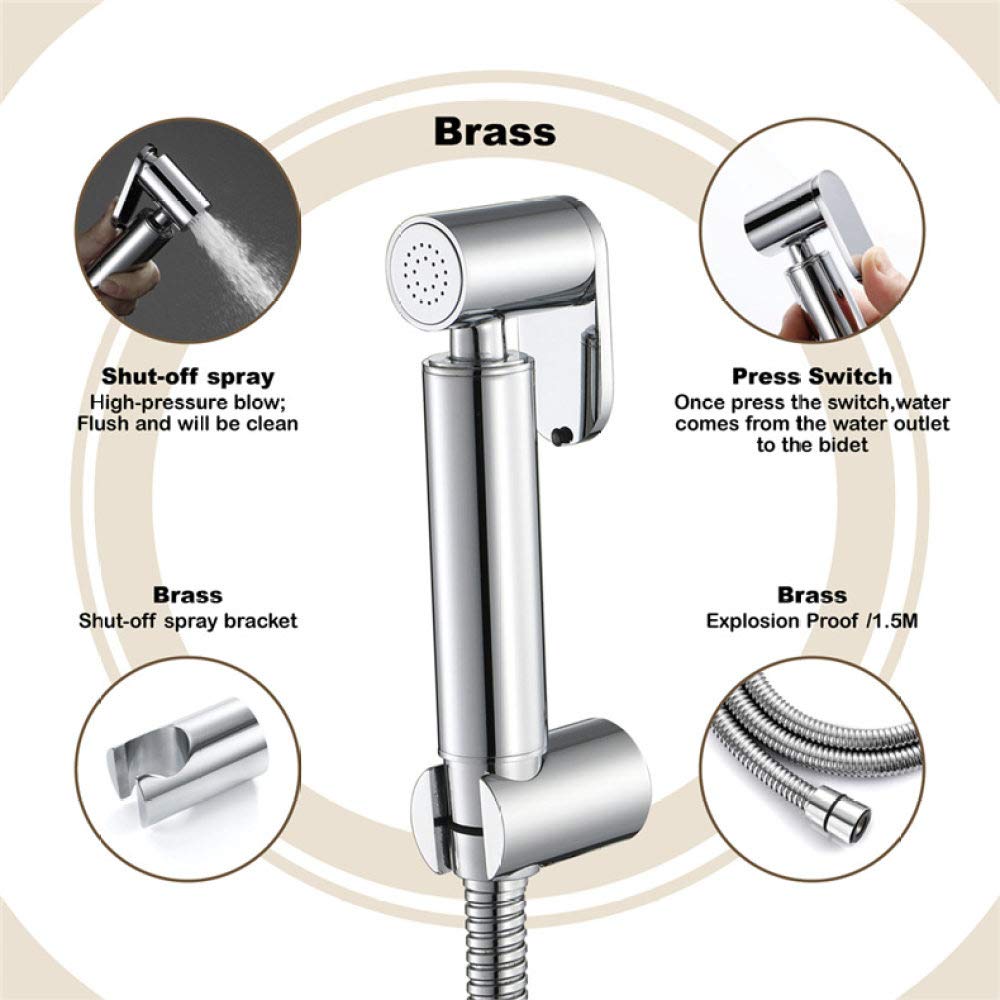 Rociador De Grifo Kit De Rociador De Inodoro De Mano A Presión Completa Y A Prueba De Fugas,Rociador De Pañales De Tela De Mano for Inodoro,Rociador De Baño Fácil De Instalar con Control De Presión