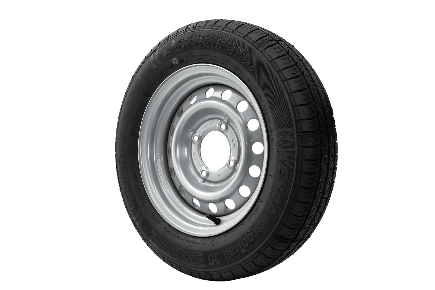 KENDA Ruota Completa per Rimorchio 145/80 R13 78N, Massima Stabilità e Sicurezza con Cerchio in Acciaio 4Jx13 H2 4x115 ET0 per Rimorchi Leggeri e da Campeggio