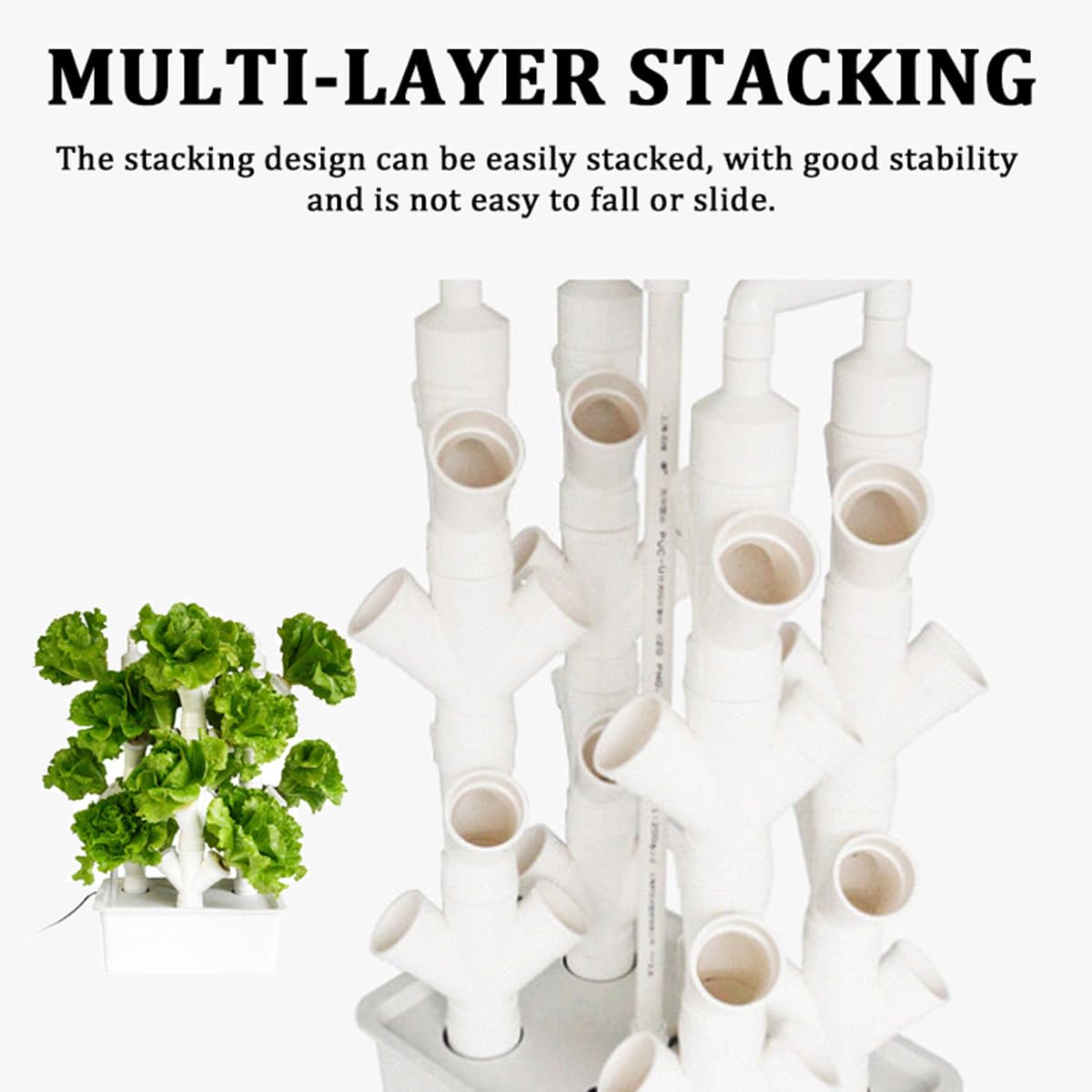 Kit de Cultivo hidropónico de 16/24 Orificios, Sistema de Cultivo hidropónico de jardín con Torre hidropónica con Bomba hidratante, Adaptador para Hierbas de Interior, Frutas y Verduras,24ho