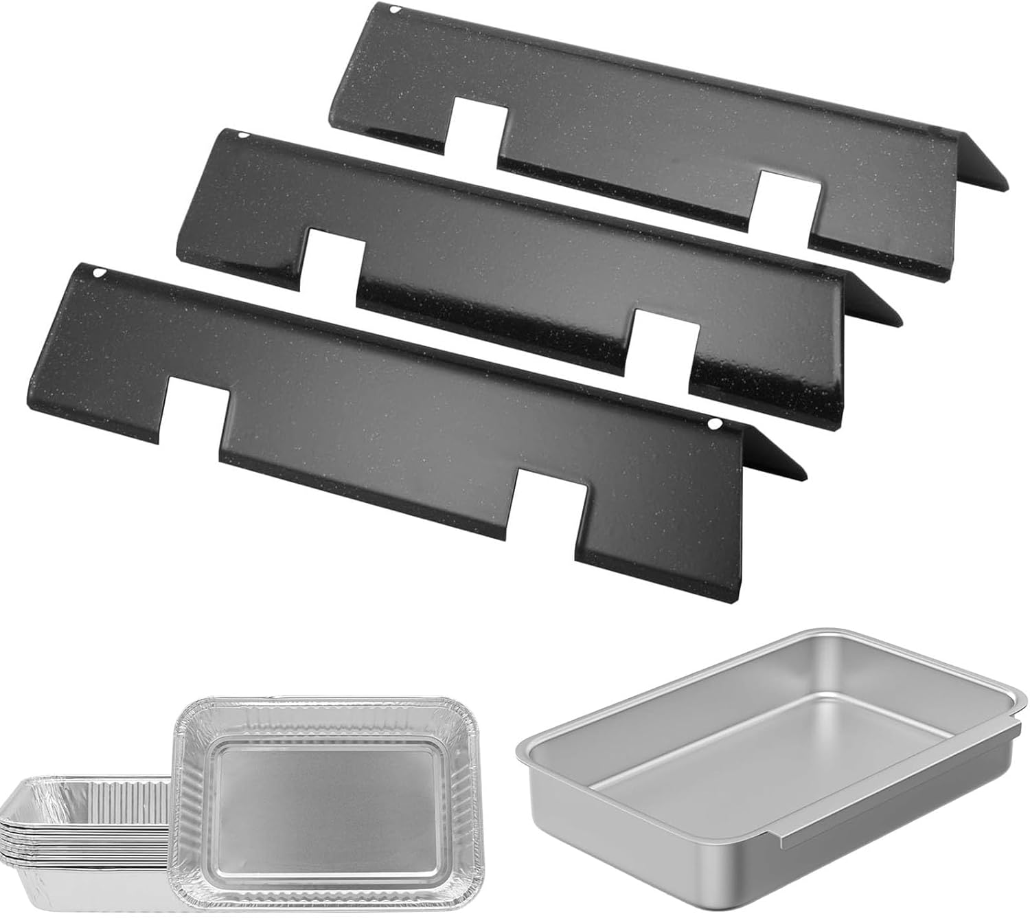 BBQ Future 93305 Grill Grease Tray with 15.3" 7635 Flavorizer Bars and 10 Pack Drip Pan Liners for Weber Spirit 200 Series, 7515 83156 Grease Catcher Tray Replacement Part for Most Weber Gas Grill