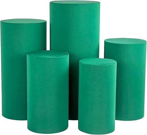 Miniatura 5 de 1 juego de fundas de elastano para soportes de pedestal de cilindro de metal, 5 piezasjuego, solo fundas de color azul bebé, soportes de pedestal de