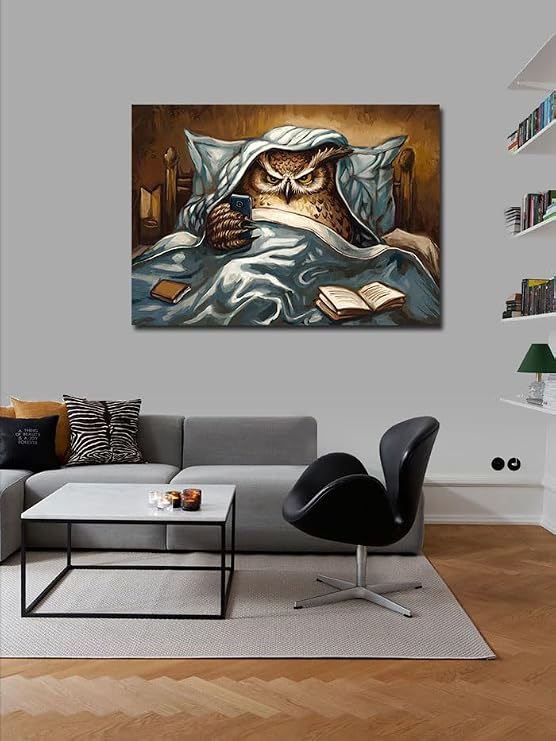 Tablo Mega Kanvas Tablo Yatakta Uykulu Baykuş YTCNVS503736, 70 x 100