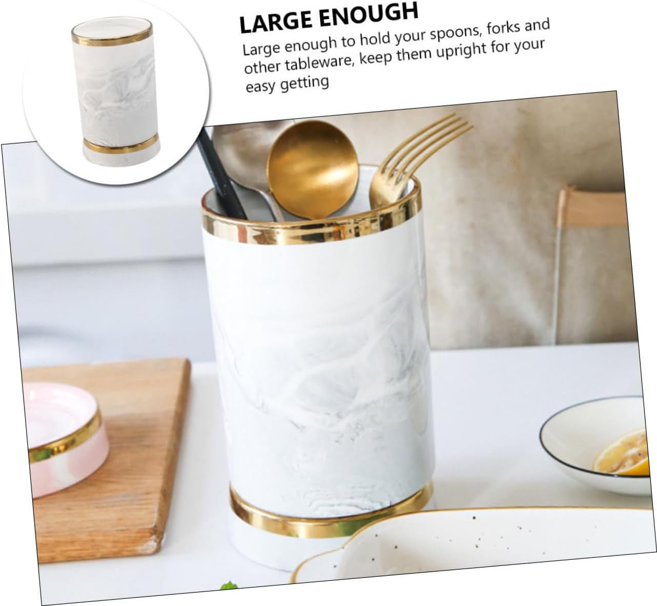 Decorative Marble-patterned Cutlery Holder Elegant Utensil Organizer for Kitchen Restaurant Compact Storage for Utensils Chopsticks and More