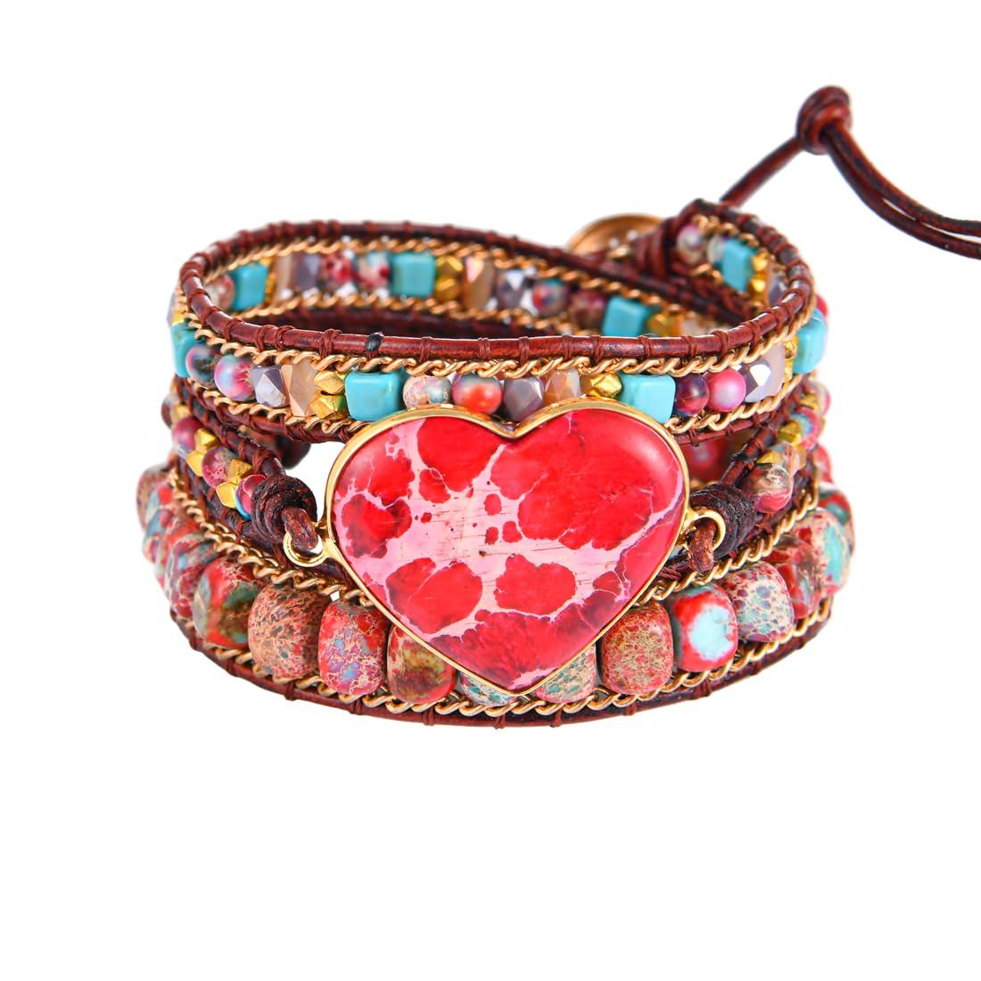 YGLINE Natural Stone Bracelet 3 Wraps Bracelet Handmade Boho Bracelet for Women Bracelet