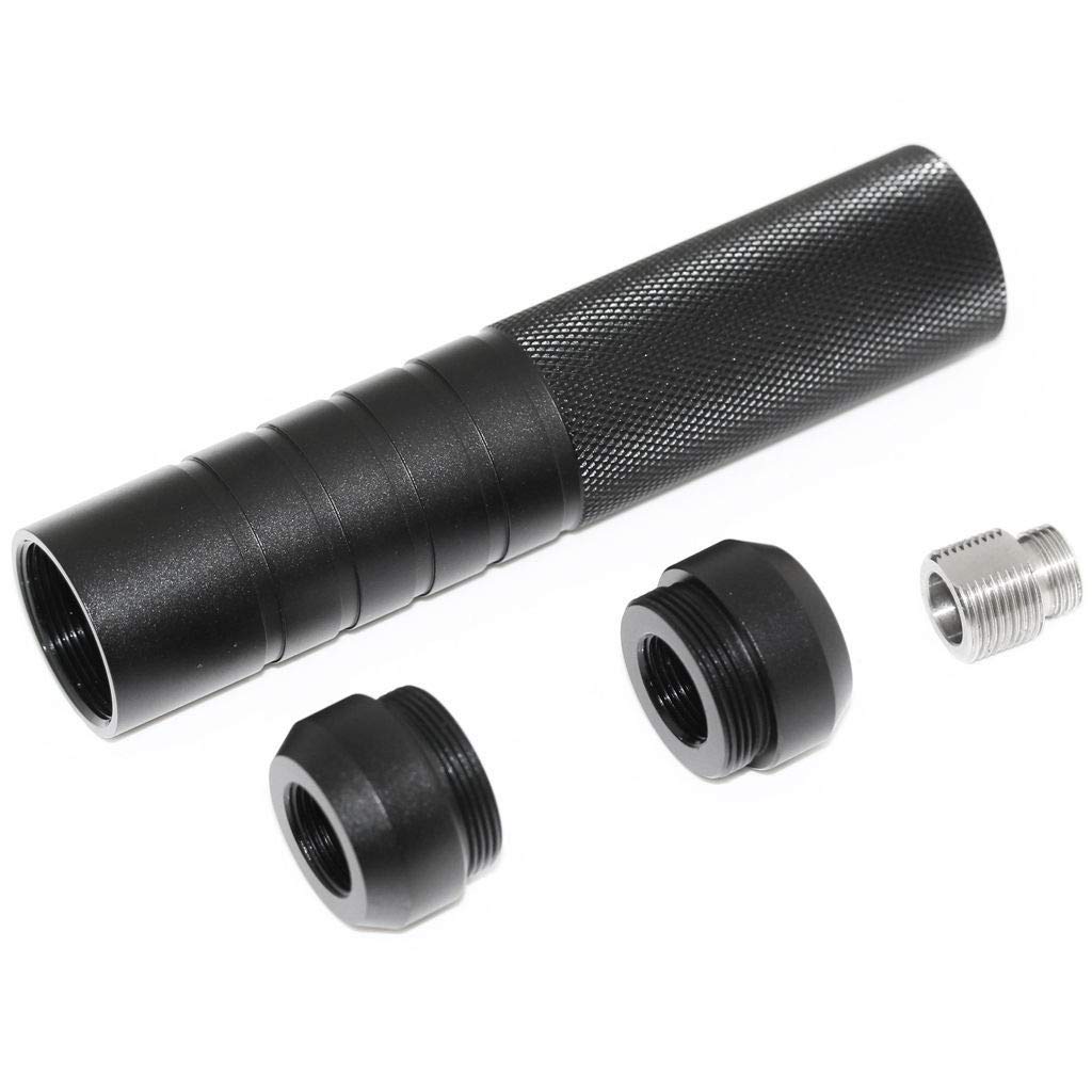 Airsoft Softair 5.75" Zoll 146mm Schalldämpfer Laufverlängerungsrohr Suppressor Silencer Barrel Extension Tube -14mm CCW / +14mm CW mit +11mm CW / -14mm CCW Adapter Schwarz