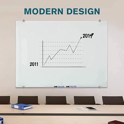 Miniatura 2 de ZHIDIAN Pizarra de borrado en seco de vidrio, pizarra magnética de vidrio templado, 4 x 3 pies, 4 marcadores, 1 borrador, blanco brillante y sin