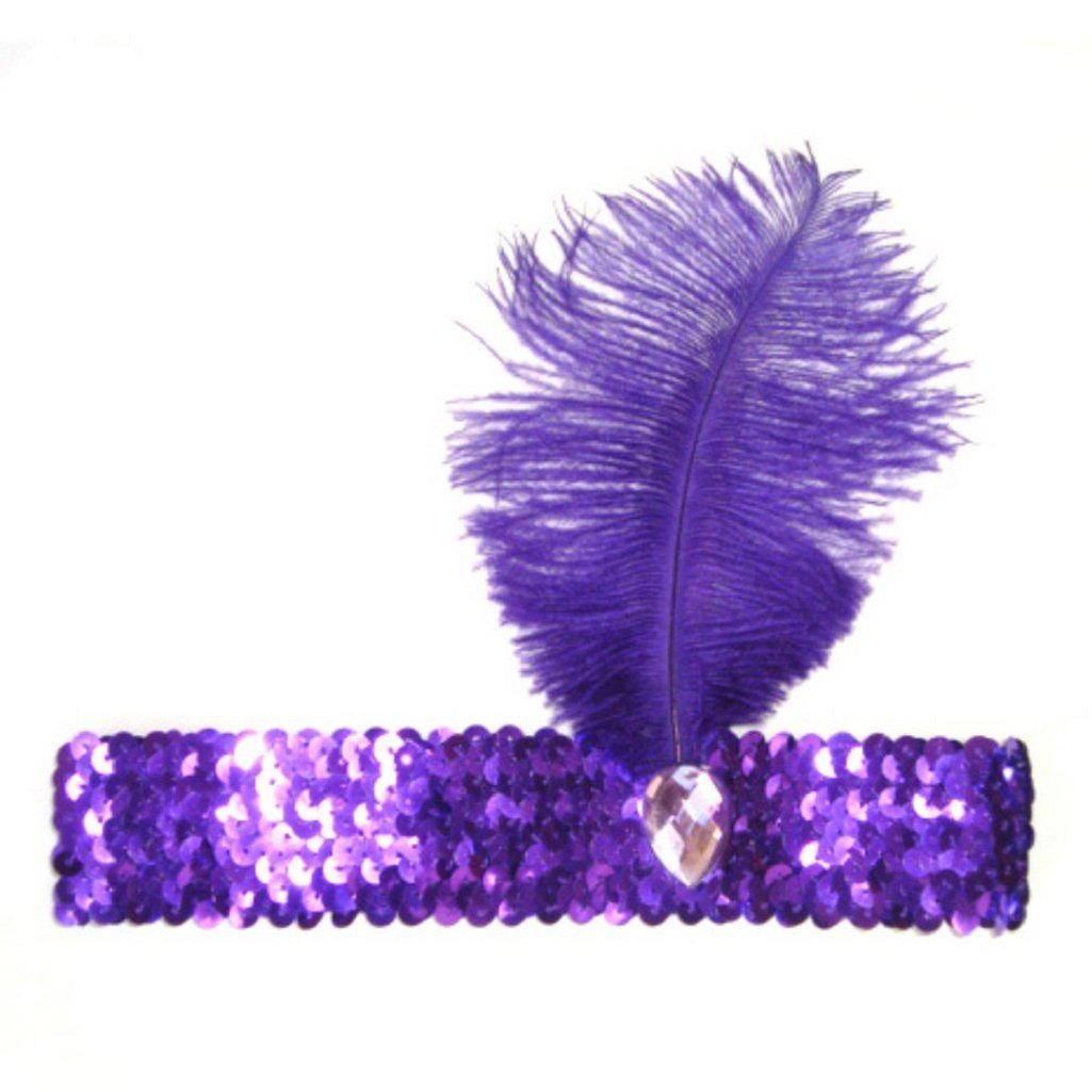 Suberde Women's Purple Flapper Feather Headband 1920S Headpiece Headwrap Headdress Costume Hair Band